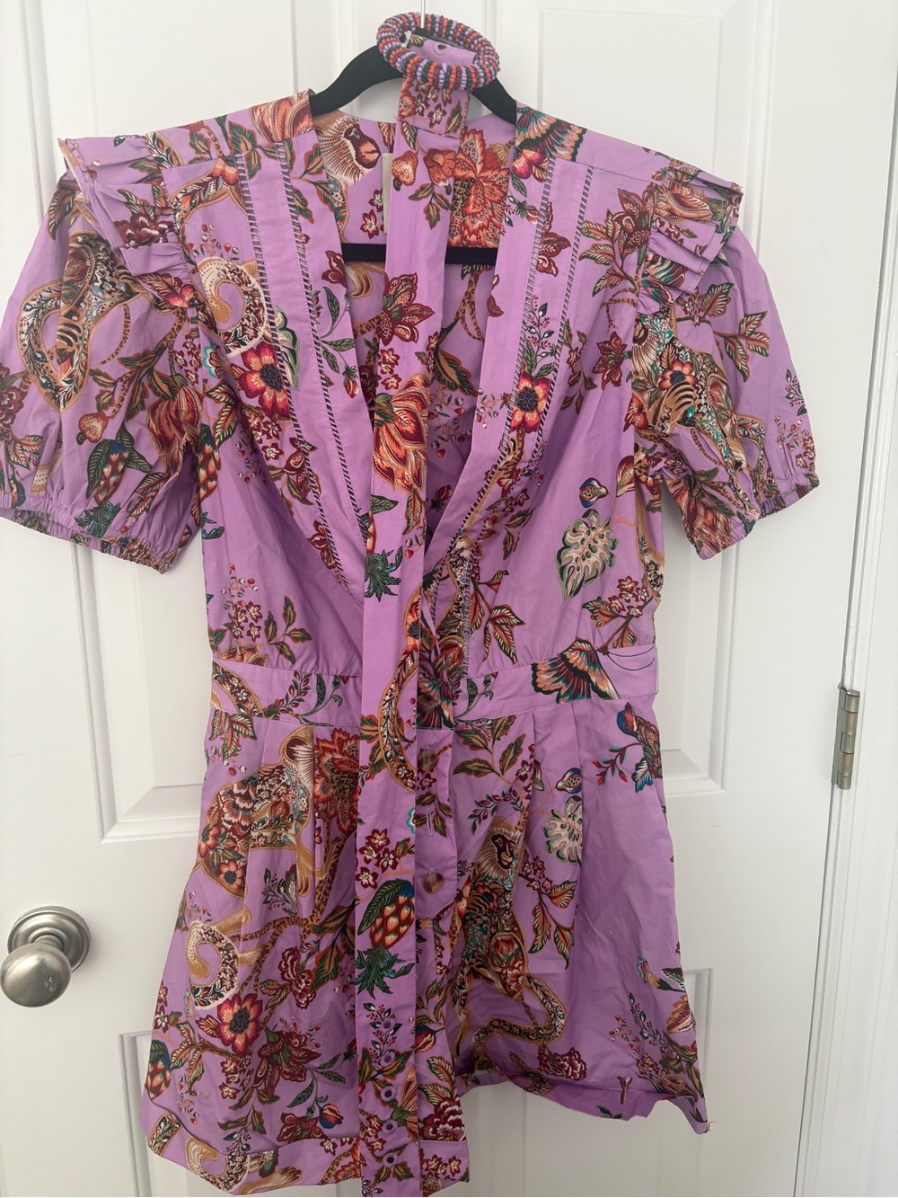 Lavender Floral Button-Front  Romper